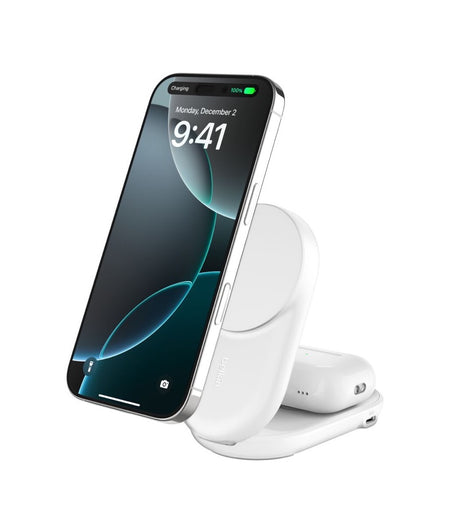 Belkin Cargador Inalámbrico Qi2 25W 2 in 1 Abatible Blanco