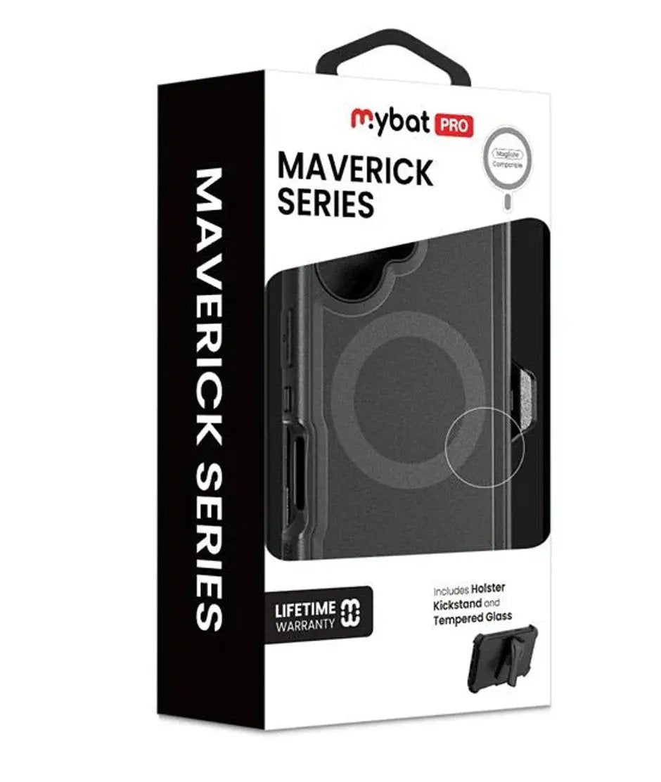 iPhone 17 Estuche MyBat Pro Maverick Series MagSafe Case w/ Holster and Tempered Glass - Black MyBat