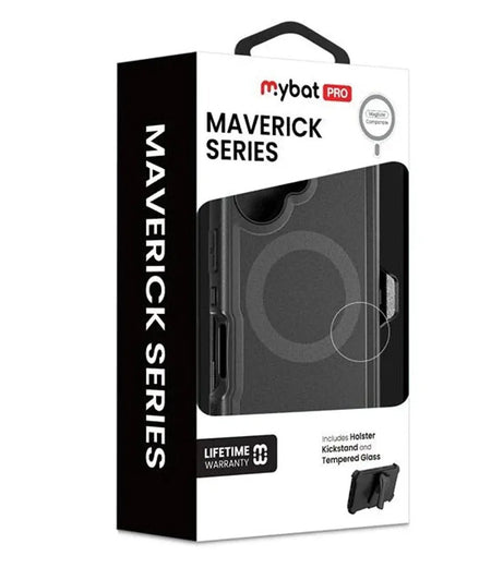 iPhone 17 Estuche MyBat Pro Maverick Series MagSafe Case w/ Holster and Tempered Glass - Black MyBat