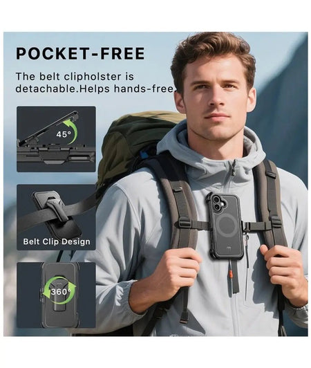 iPhone 17 Estuche MyBat Pro Maverick Series MagSafe Case w/ Holster and Tempered Glass - Black MyBat