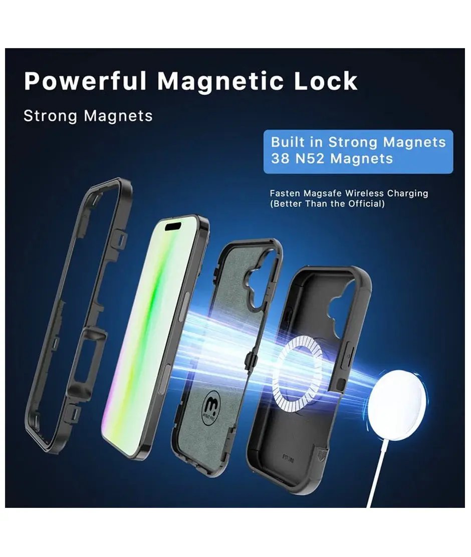 iPhone 17 Estuche MyBat Pro Maverick Series MagSafe Case w/ Holster and Tempered Glass - Black MyBat