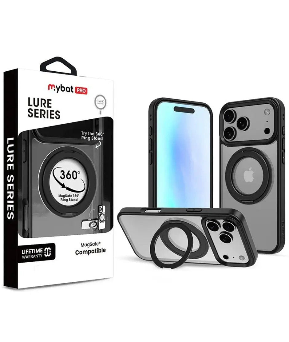 iPhone 17 Pro Max Estuche MyBat Pro Lure Series 360° Ring Stand MagSafe Case - Black MyBat