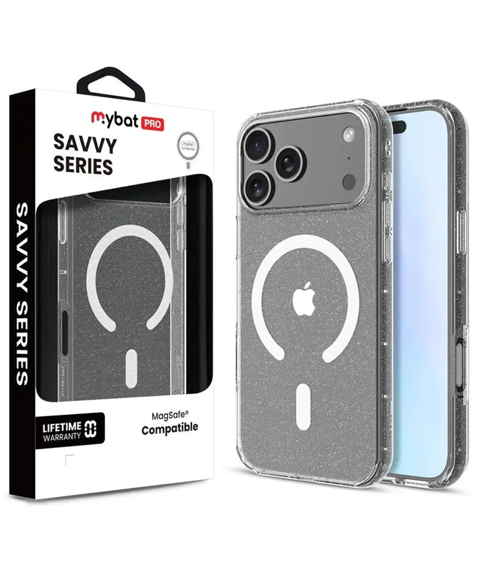 iPhone 17 Pro Max Estuche MyBat Pro Savvy Series MagSafe Case - Clear Glitter Baseline