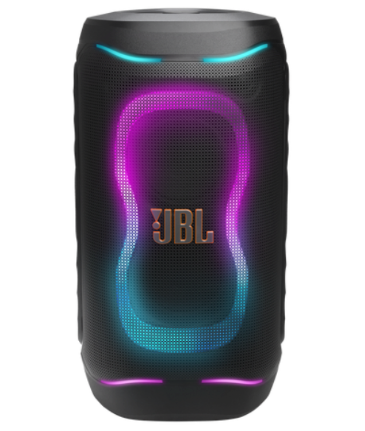 JBL PartyBox 130 negro de frente con espectáculo de luces