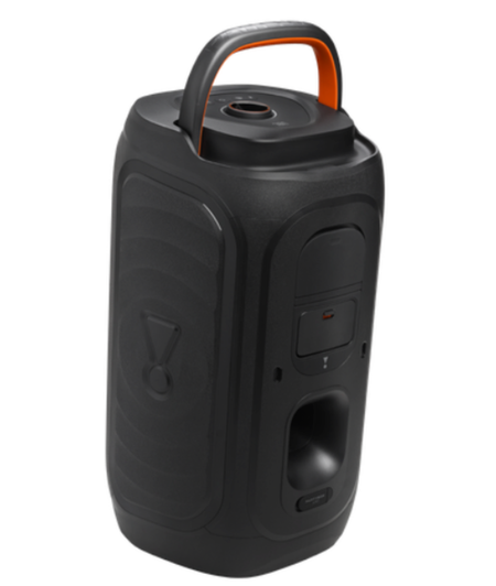 Vista trasera del JBL PartyBox 130 con asa de transporte