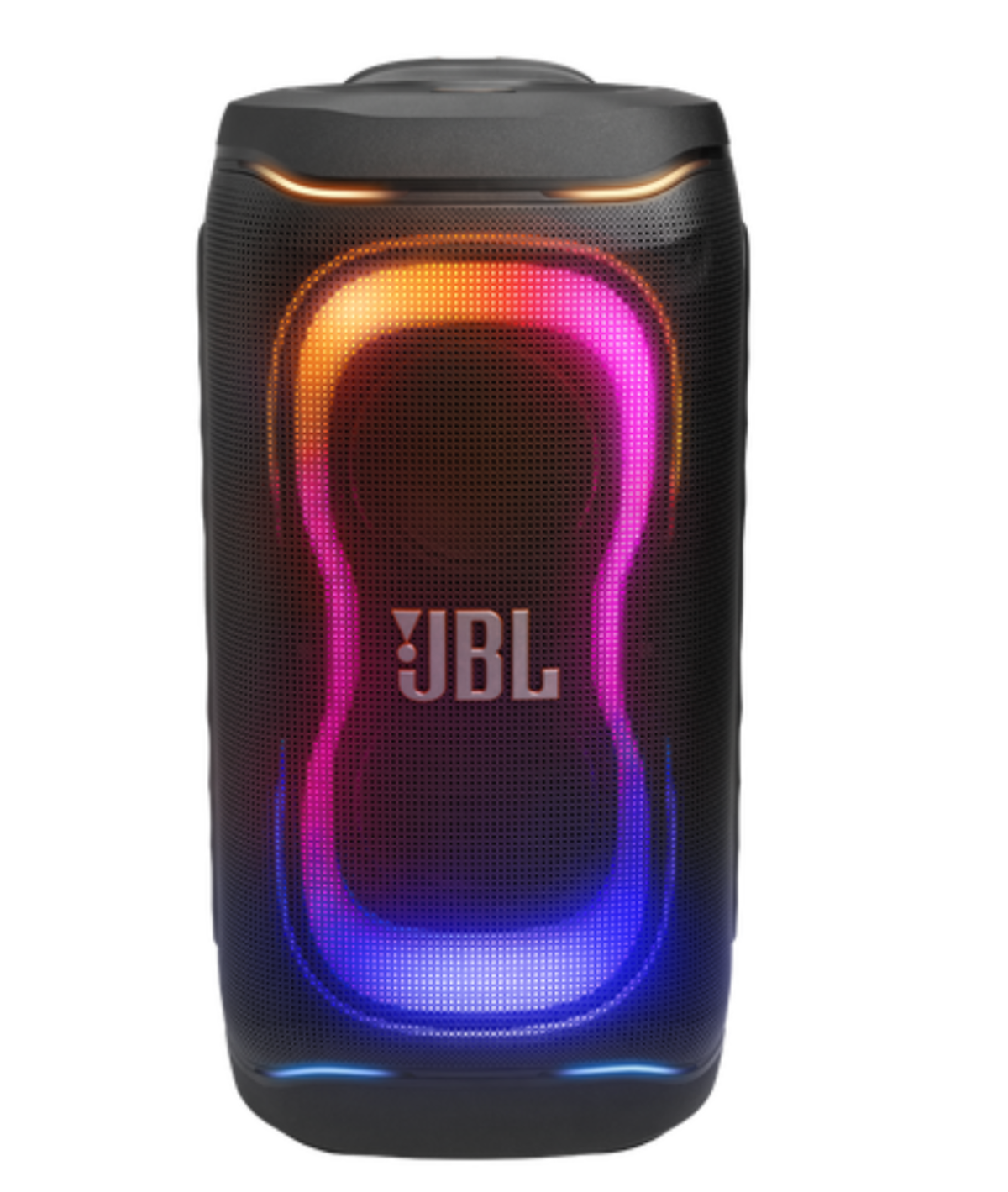 JBL PartyBox 330 negro de frente con espectáculo de luces