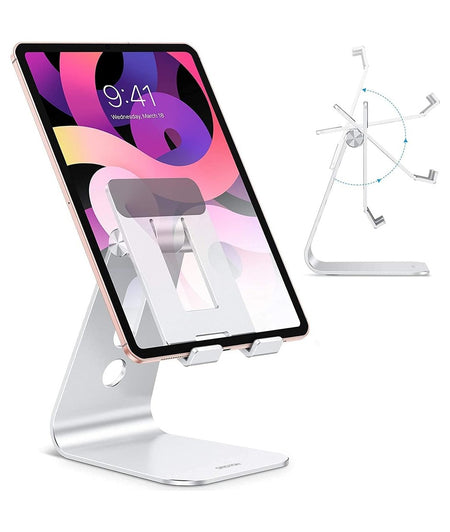 Soporte OMOTON T2 plateado con iPad