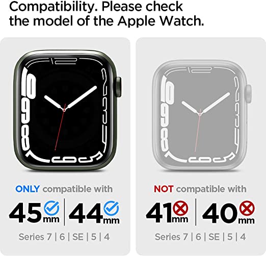 Spigen Rugged Armor Case Apple Watch Series 7/6/SE/5/4-44mm , 45mm- Negro. Spigen
