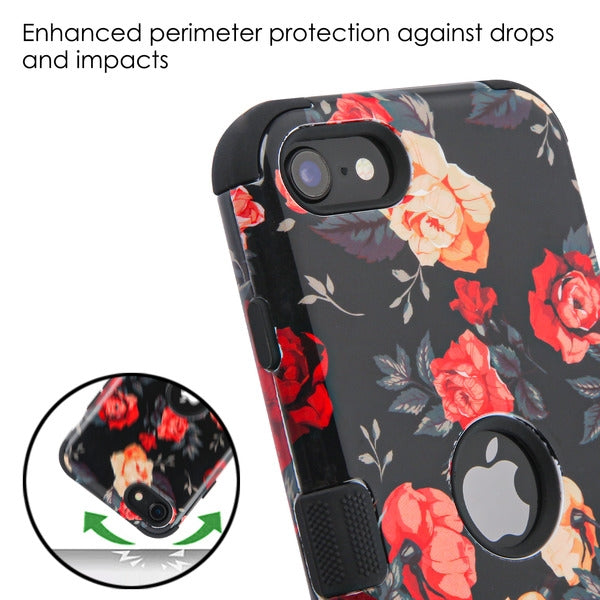 Case Apple iPhone 6,6s,7,8  Red and White Roses Black freeshipping - iStore Costa Rica